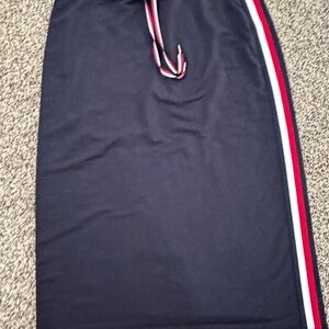 Tommy Hilfiger Navy Maxi Skirt with Red and White Side Stripe